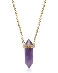 Nialaya - Sterling Amethyst Crystal Necklace With Engraved Evil Eye Detail - Lyst