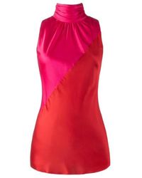Solgo Atelier - Yera Sleeveless Color Block Silk Charmeuse Top - Lyst