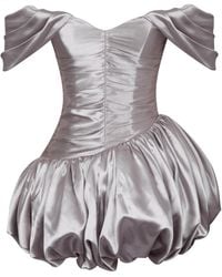 Miss Circle New York - Neutrals Milena Champagne Ruched Asymmetrical Bubble Mini Dress - Lyst