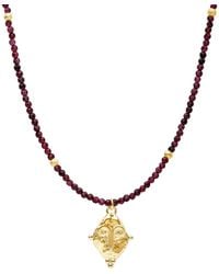 Seven Saints - Aries Gemstone Choker Necklace, Garnet, Plated - Lyst