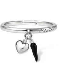 Unaloe - Sterling Adjustable Ring With Enamel Italian Horn And Heart – Protection Jewelry For - Lyst