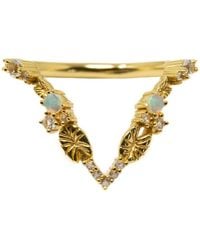NASI SILVER - Lilypad Wishbone Ring- Opal & Topaz - Lyst