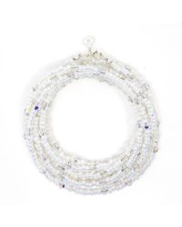 Shar Oke - White Opal & Crystal Swarovski Dainty Wrap Beaded Bracelet - Lyst