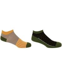 Peper Harow - Made in England - Oxford Stripe Mustard & Polka Khaki Trainer Socks Bundle - Lyst