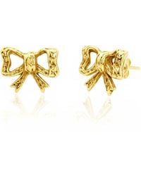Unaloe - Plated Ribbon Bow Earrings – Chic Minimal Style And Symbol Of Grace – Jewellery For - Lyst