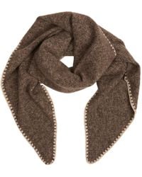 Saachi - Knitted Triangle Coffee Shawl Wrap - Lyst