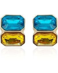 Michael Nash Jewelry - Clara Aqua And Topaz Double Stone Clip Earrings - Lyst