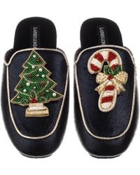 Laines London - Classic Mules With Christmas Tree & Candy Cane Brooches - Lyst