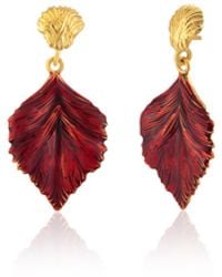 Milou Jewelry - Linden Leaf Drop Earrings - Lyst