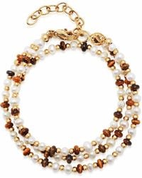 Nialaya - Wrap Bracelet With Pearls, Tiger Eye, And - Lyst