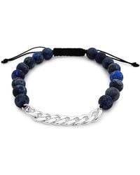 Lutiro - Sodalite Beads With Curb Chain Bracelet - Lyst