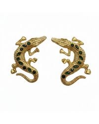Silver & Elegant Co. - The Emerald Croc Studs - Lyst