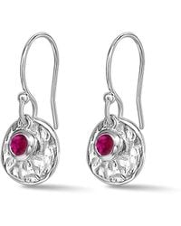 Dower & Hall - Hammered Disc & Ruby Array Earrings - Lyst