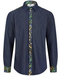 Ohema Ohene - Denim & African Print Cotton Shirt- Floral - Lyst