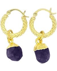 Sophelia - Raw Amethyst February Birthstone Huggie Hoops Vermeil Plated Gemstone Earrings - Lyst