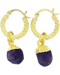Harfi - Raw Amethyst February Birthstone Huggie Hoops Vermeil Plated Gemstone Earrings - Lyst
