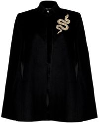 Laines London - Laines Couture Wool Blend Cape With Embellished Gold Snake - Lyst