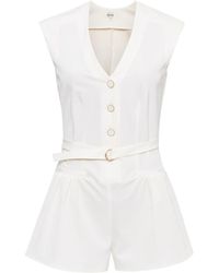 SÉLONE - Elara V-Neck Mini Jumpsuit - Lyst