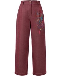 Rondooz - Hand Painted Denim Straight Leg Trousers With Hand Applied Embellishment - Lyst