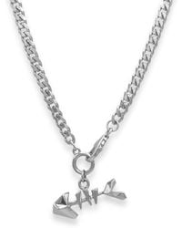 Frenvyrn - Mars Sterling Cuban Chain Necklace With Fish Bone - Lyst