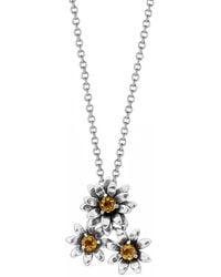 Unaloe - Sterling Flower Necklace With Natural Citrine – Floral Gemstone Pendant Necklace, Italian Artisan Jewelry For - Lyst