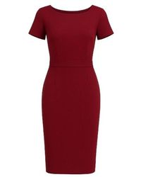 Conquista - Burgundy Fitted Cap Sleeve Dress - Lyst
