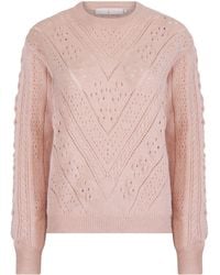 Hortons England - Newquay Pointelle Knit Jumper Dusky - Lyst
