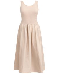 Tantra Spain Sl - Neutrals Fitted Maxi Strap Dress With A Line Skirt And Pockets - Lyst