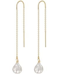 Katy Faye - Sia Pearl Threader Earrings - Lyst