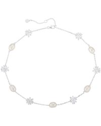 Lulu B London - Daisy Flower & Pearl Chain Choker Necklace - Lyst