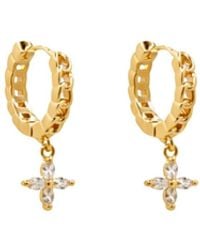 Uchi and Soto - Kinmokusei Flower Drop Chain Hoop Earrings - Lyst