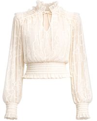 Tantra Spain Sl - Neutrals Lace Top With Elasticated Cuffs And Waistband, V-Neck, And Straps - Lyst