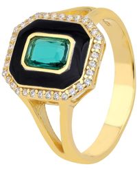 LÁTELITA London - Art Deco Emerald And Enamel Cocktail Ring Gold - Lyst