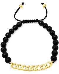 Lutiro - Onyx Beads With Curb Chain Bracelet - Lyst