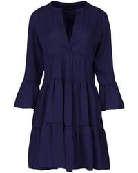 Conquista - Viscose Gathered Seams Dress - Lyst