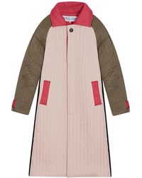 London Atelier Byproduct - Neutrals Khaki Patchwork Color Block Quilted Long Jacket - Lyst