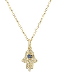 KAMARIA - Hamsa Hand Necklace With Sapphire & Diamonds - Lyst