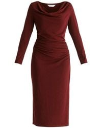 Paisie - Ruched Jersey Dress With Draped Neck - Lyst
