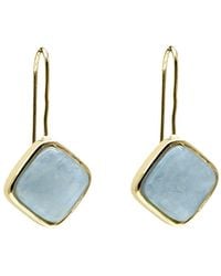 Farra - Square Shaped Aquamarine Hook Earrings - Lyst