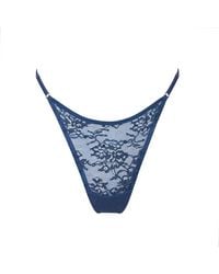 MONIQUE MORIN LINGERIE - Wild Lace Adjustable Thong Dark Denim - Lyst