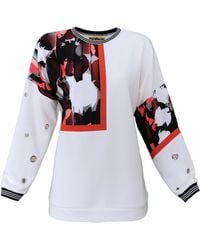 Lalipop Design - White Sweatshirt With Eyelet Details & Abstract Camo Print - Lyst