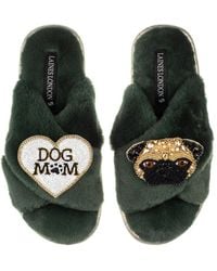 Laines London - Classic Laines Slippers With Franki Pug & Dog Mum Mom Brooches - Lyst
