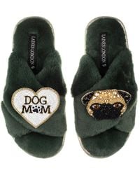 Laines London - Classic Laines Slippers With Franki Pug & Dog Mum Mom Brooches - Lyst