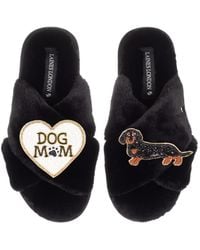 Laines London - Classic Laines Slippers With Dog Mum/Mom & & Tan Dachshund Brooches - Lyst