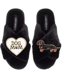 Laines London - Classic Laines Slippers With Dog Mum/Mom & & Tan Dachshund Brooches - Lyst