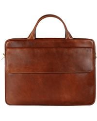 Time Resistance - Cognac Leather Briefcase Laptop Bag - Lyst