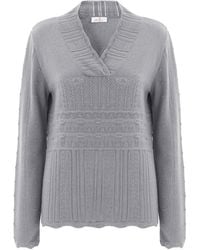 Peraluna - Cashmere Blend Shawl Collar Openwork Knitwear Pullover - Lyst