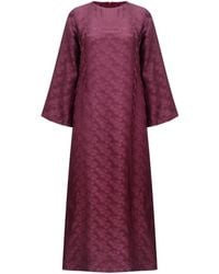 Silk and Bears - Celeste Mulberry Bloom Silk Jacquard Maxi Dress – Flared Sleeve - Lyst