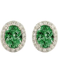 Juvetti - Mina Oval Emerald & Diamond Halo Earrings - Lyst