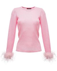 Andreeva - Knit Top With Detachable Feather Cuffs - Lyst